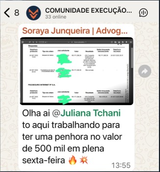 Advogada Soraya Junqueira trabalhando para penhora de 500 mil
