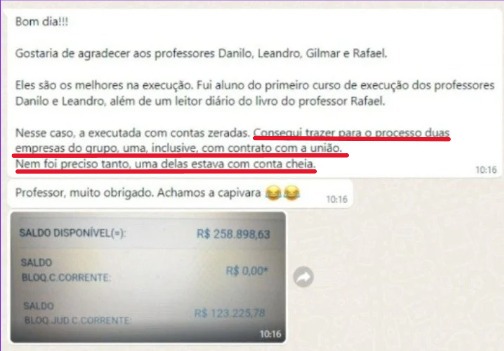 Aluno agradece e mostra saldo bloqueado de R$ 258.898,63